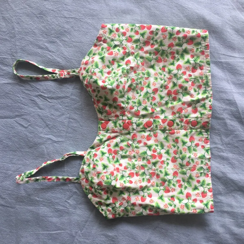 strawberry print bustier top h&m photo 1