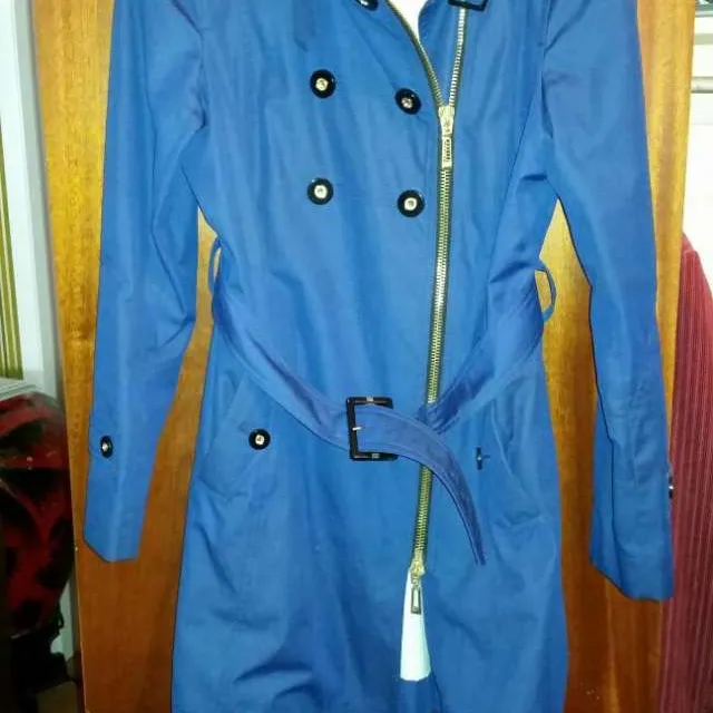Indigo Blue Belted Trench coat photo 1