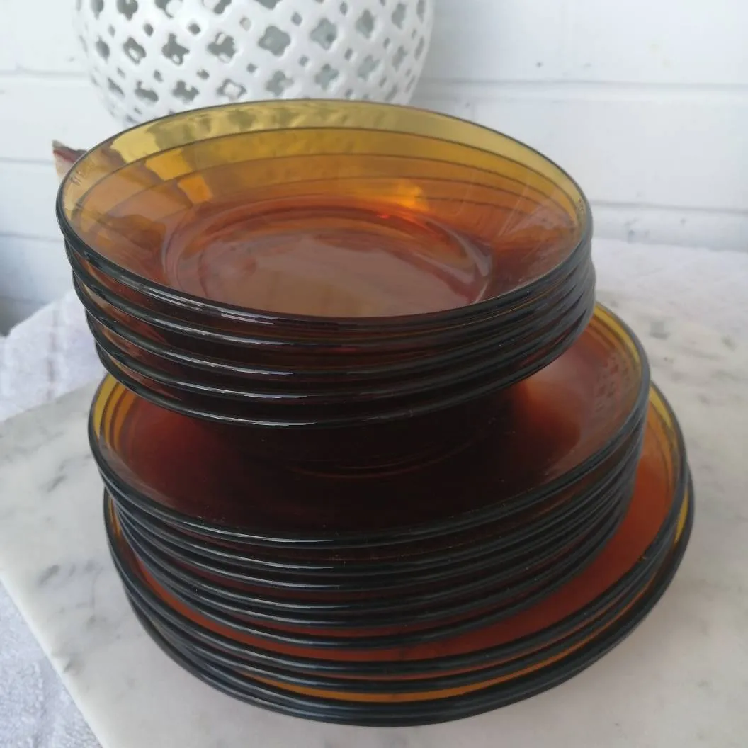 🔶 Piece Set Of Amber vintage Retro Duralex Small Salad Bowls... photo 1