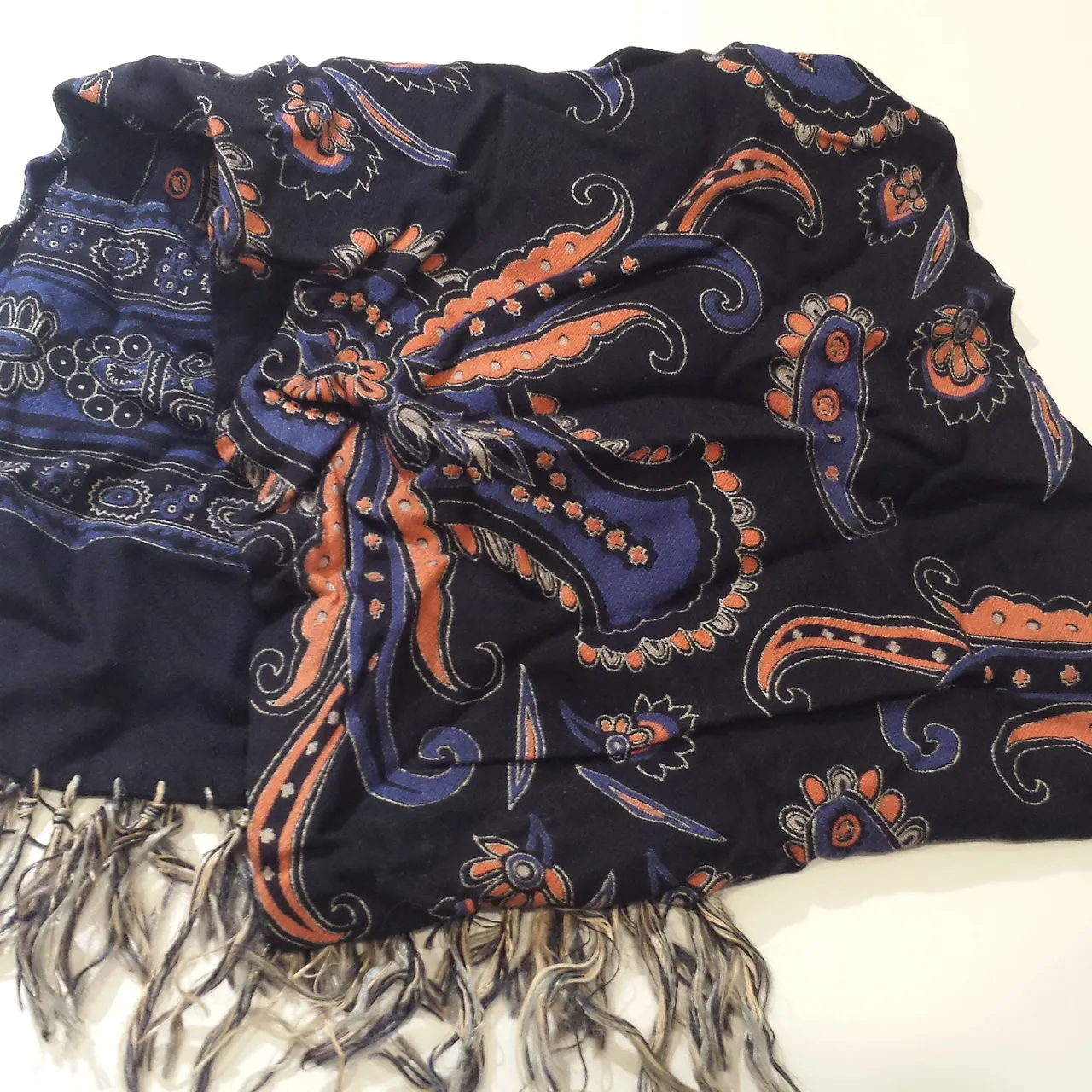 Vintage navy and rose scarf photo 1