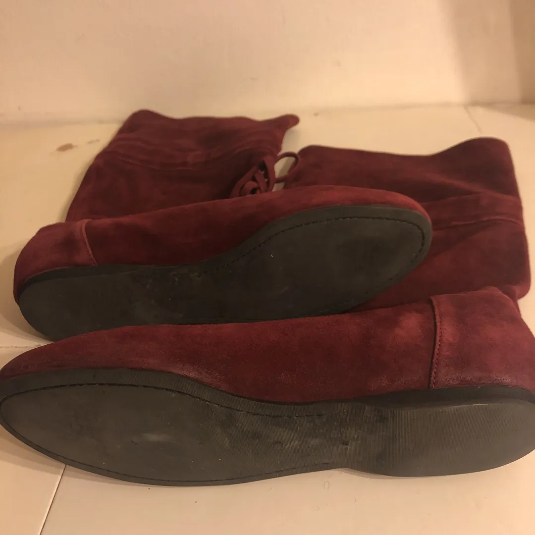Nine West Genuine Suede Red Slouchy Boots Women’s Size 9 (wor... photo 4
