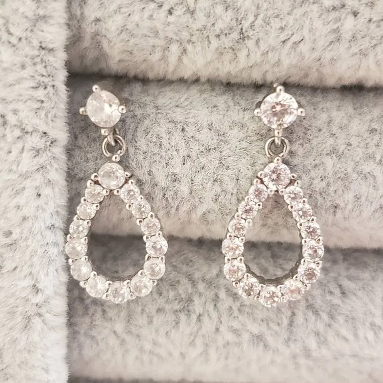 Pearl Shaped "Diamond" Drop Earrings photo 1