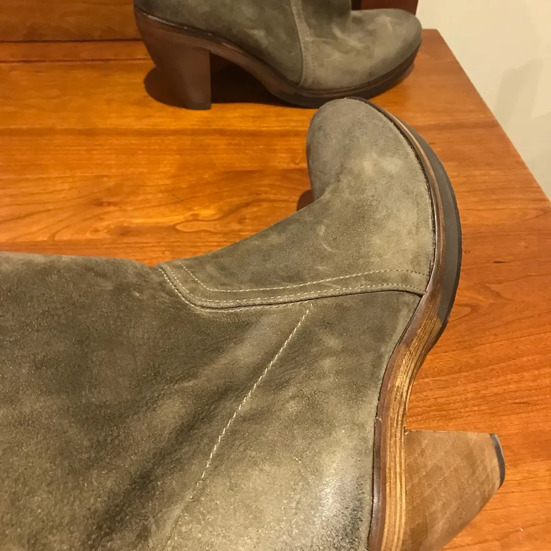 Sage Green Leather Boots photo 4