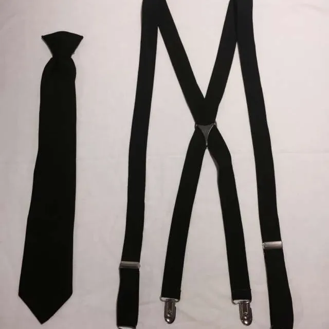 Suspenders and clip-on tie photo 1