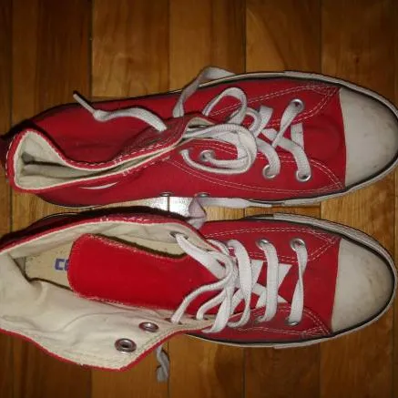 Red Hightop Converse Sneakers Size 5.5 photo 3