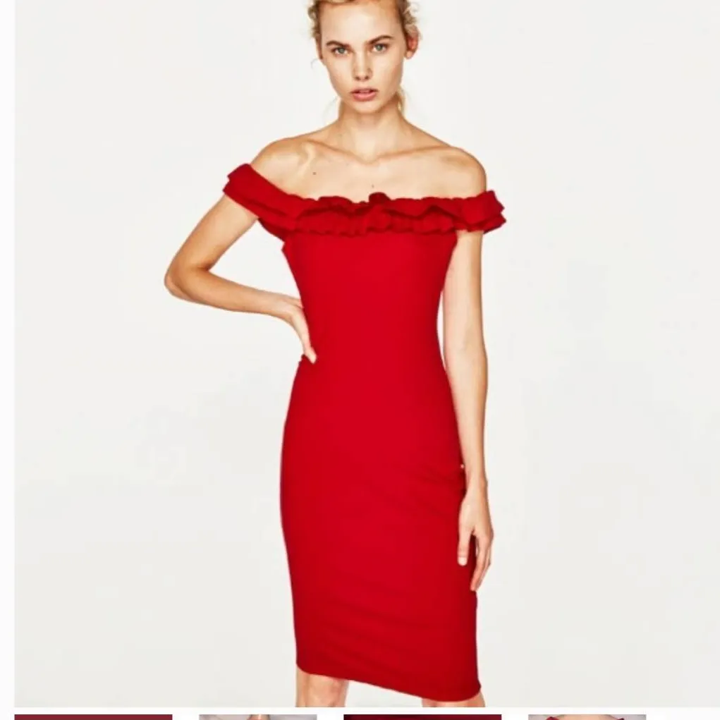 Zara Off Shoulder Red Dress photo 1