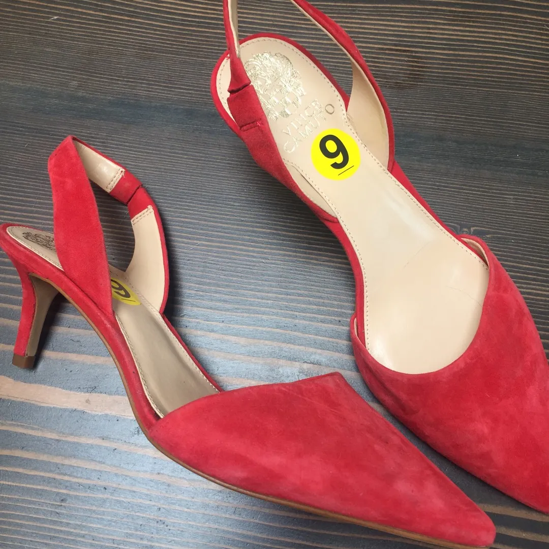 Vince Camuto Red Suede Slingbacks photo 1