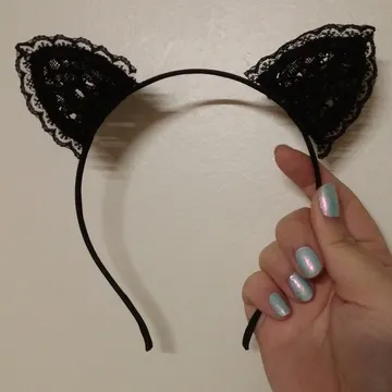 Black Lace Cat Ear Headband photo 1