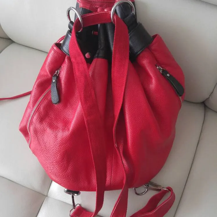 Red Leather Backpack photo 3