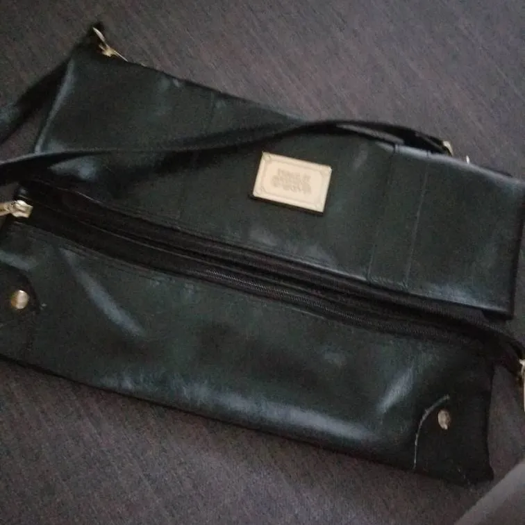Black Faux Leather Clutch/Shoulder Strap Bag photo 1