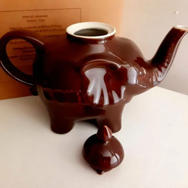 BNIB Stoneware Elephant Teapot & Two Matching Cups - Chocolat photo 6