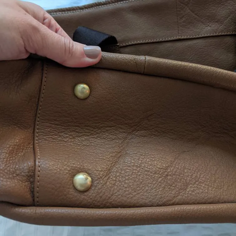Brown Leather Shoulder Travel Bag photo 4
