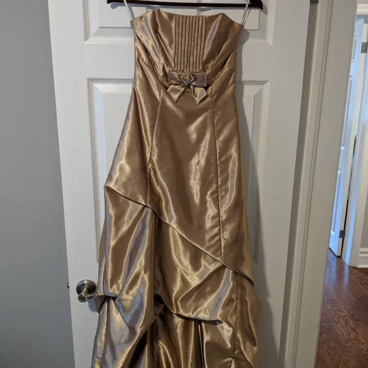 Gold Strapless Ball Gown photo 1