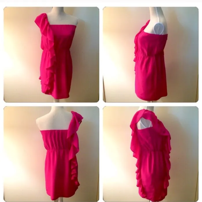100% Silk Hot Pink Marciano Dress photo 5