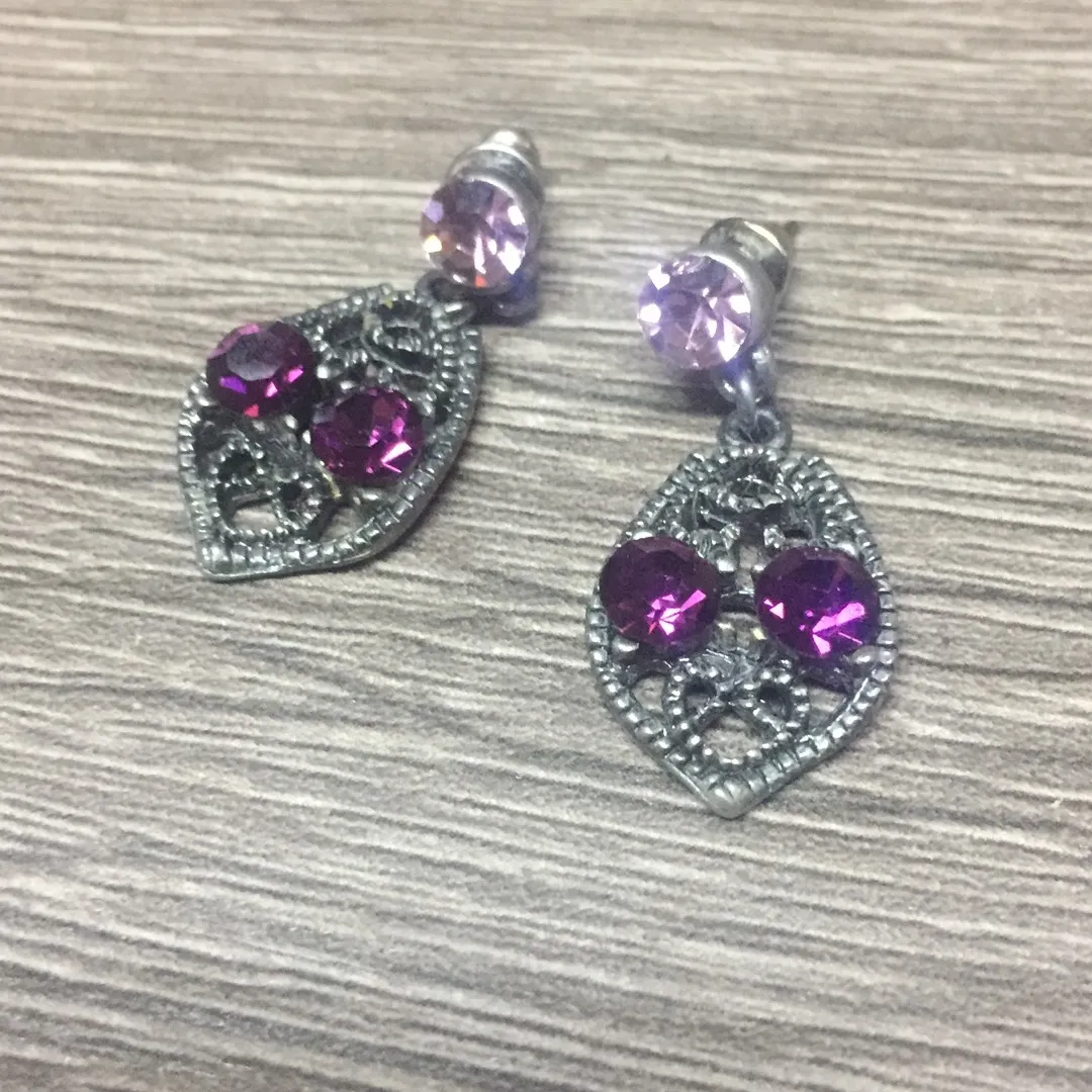 Purple Jewelled Earrings photo 1
