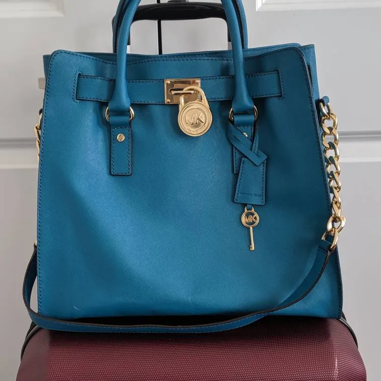 Turquoise Michael Kors Saffiano Hamilton Bag in Large photo 1