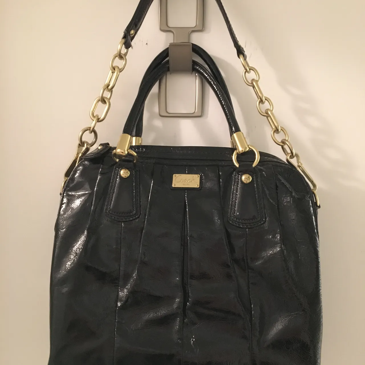 Authentic Black Patent Coach Bag with Dust Bag photo 1