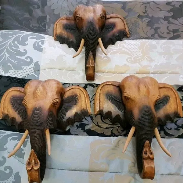 Hand made Wooden elephant heads - open to offers photo 1