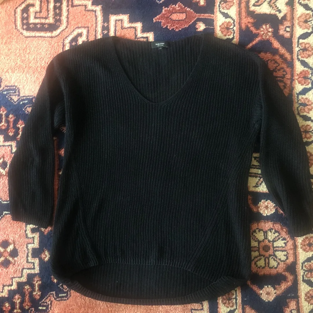 Babaton Linen & Silk Black Sweater photo 3