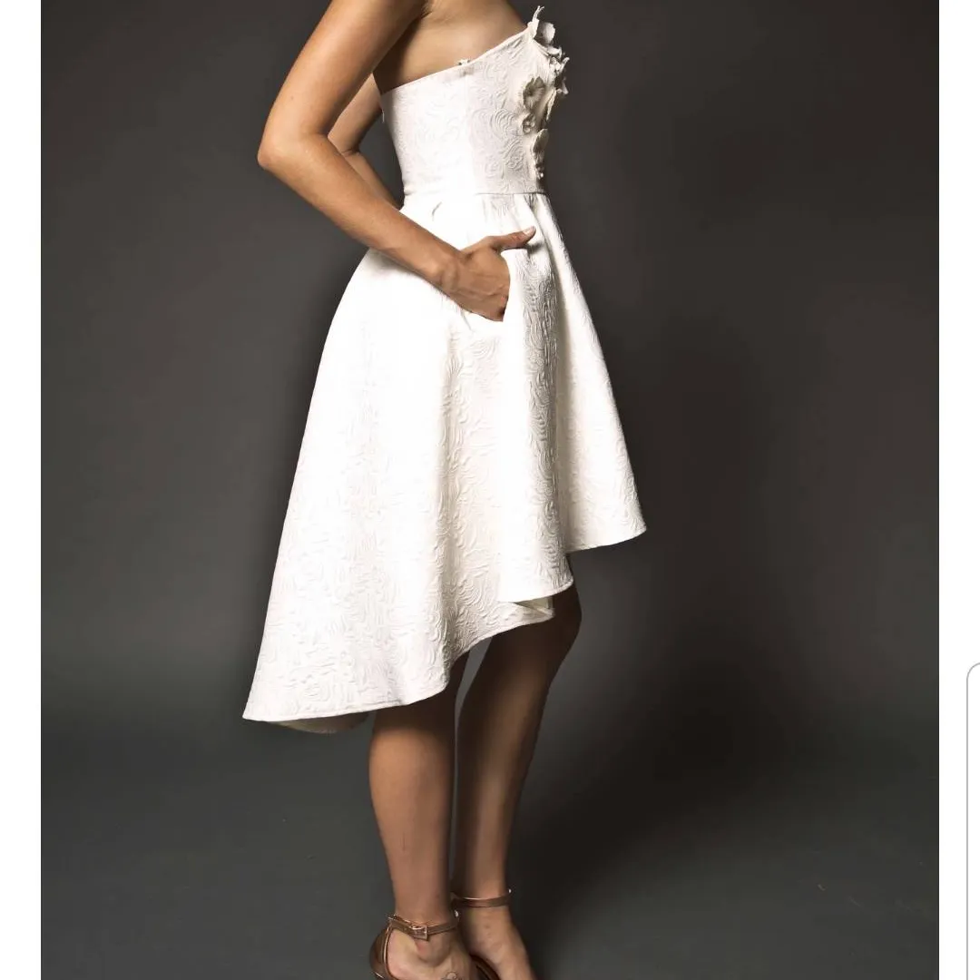 Designer Dress- Narces white Lula dress,  size small photo 3