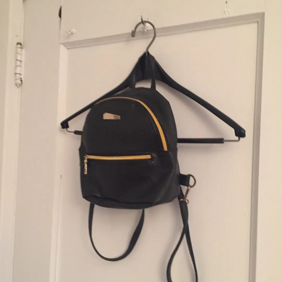 Mini Black Leather Backpack photo 3