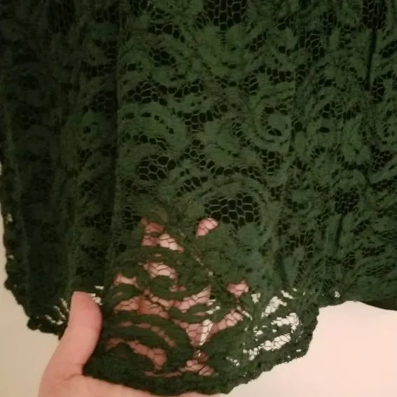 Forest Green T-Shirt with Back Lace Detail photo 4