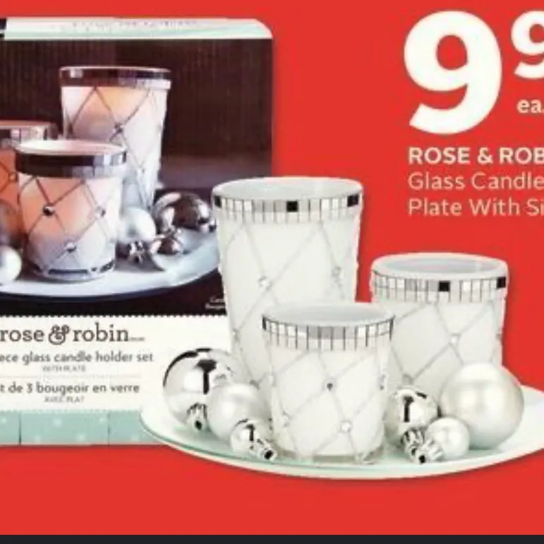 rose and robin 3 piece glass candle holder set photo 1