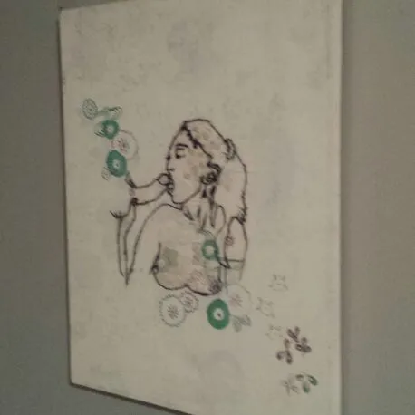 Handstitched Portrait Of A Woman Performing Fellatio photo 1