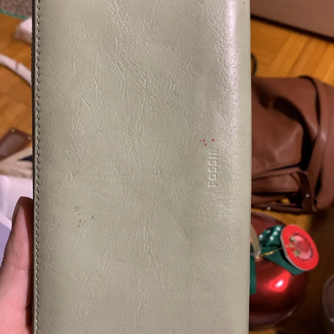 Mint Green Fossil Leather Wallet photo 1