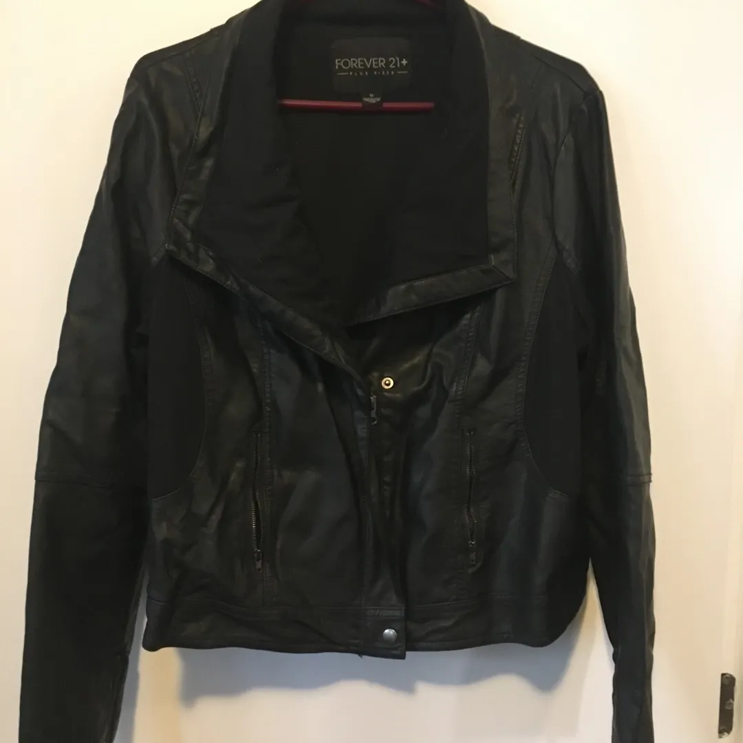 Plus Size - Cropped Faux Leather Jacket photo 1