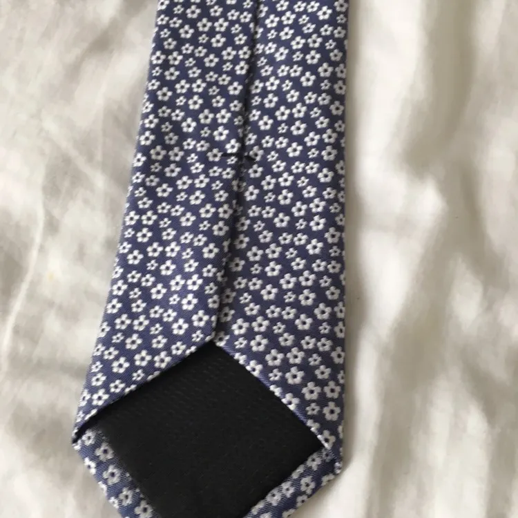 Point Zero Luxury Blue Tie With White Flowers Tie photo 8