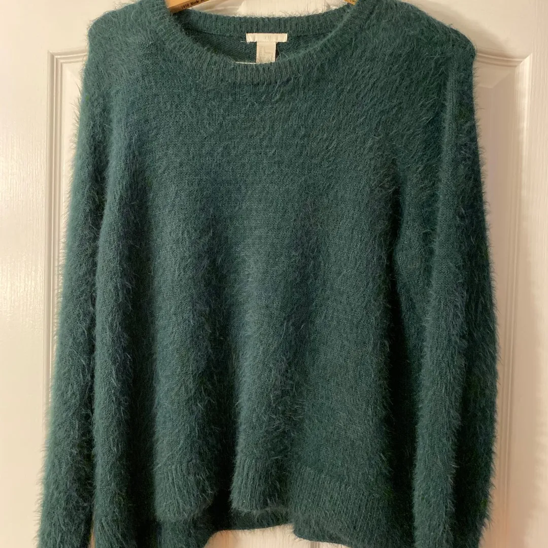 Fuzzy Green Knit Sweater photo 1