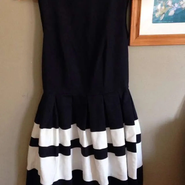 Navy And White A Line Dress photo 1