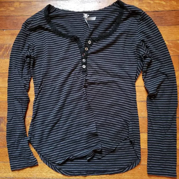 Grey/ Black Striped Long Sleeve Shirt photo 1