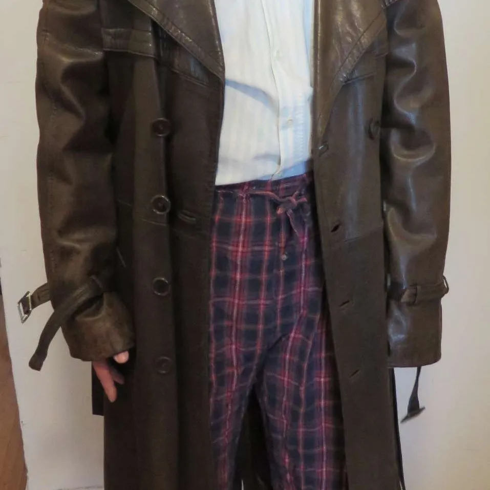 1970s leather full-length trnch coat dark brown NYT photo 1