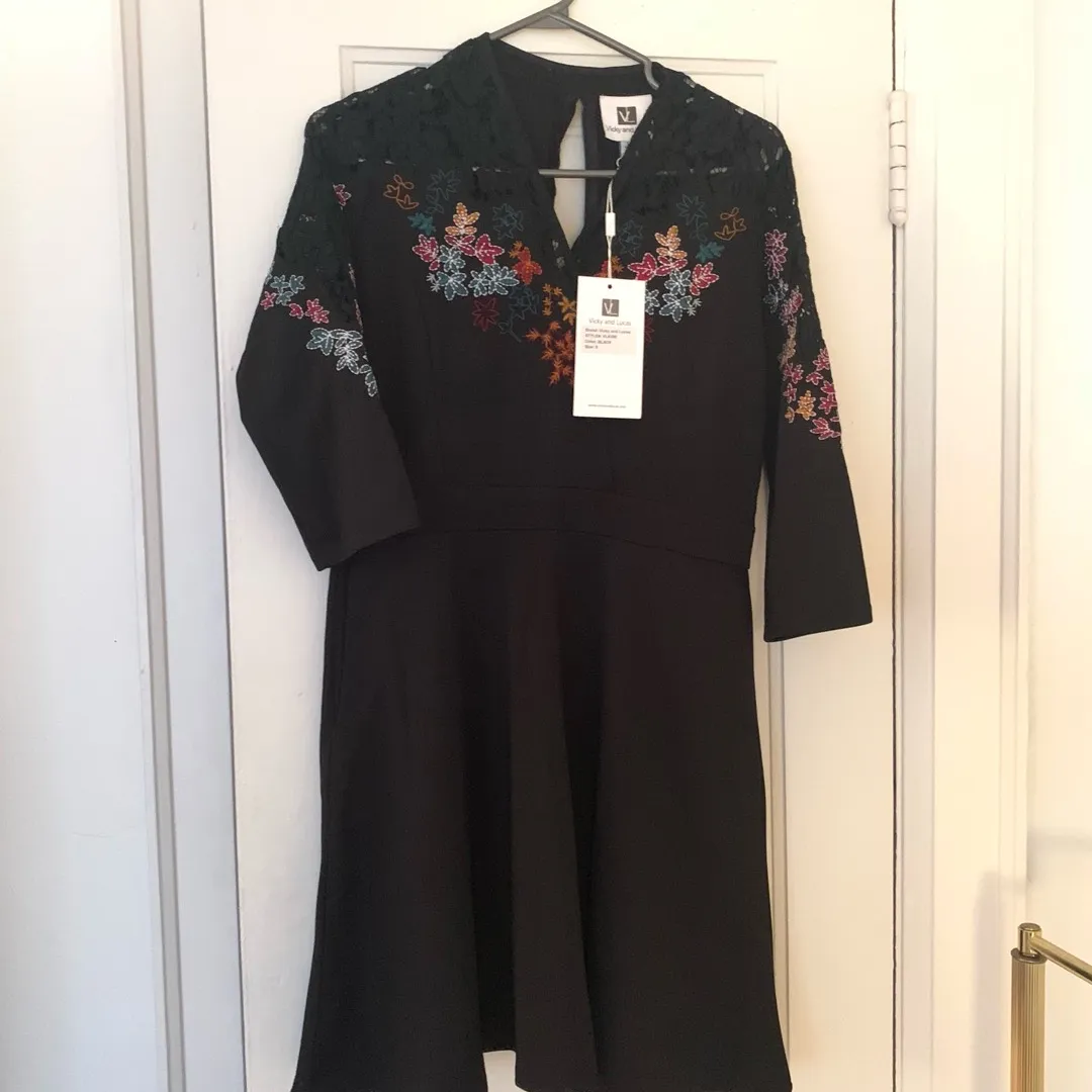 Embroidered Black Dress - New w/ Tag! photo 1