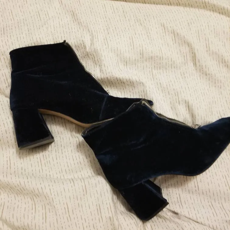 Size 39 Zara Velvet Blue Boots photo 1