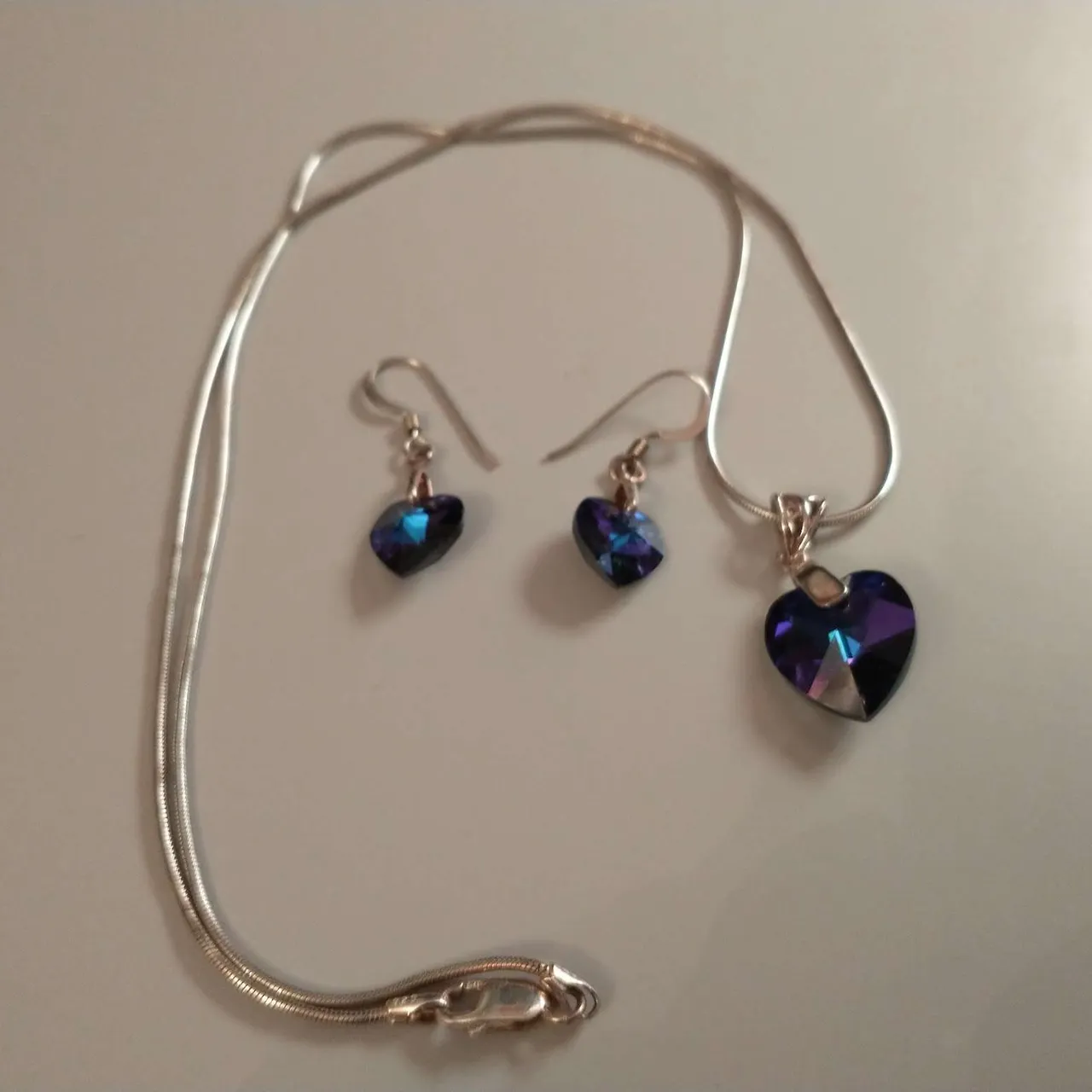 Purple Swarowski Crystal Heart Necklace Set photo 1