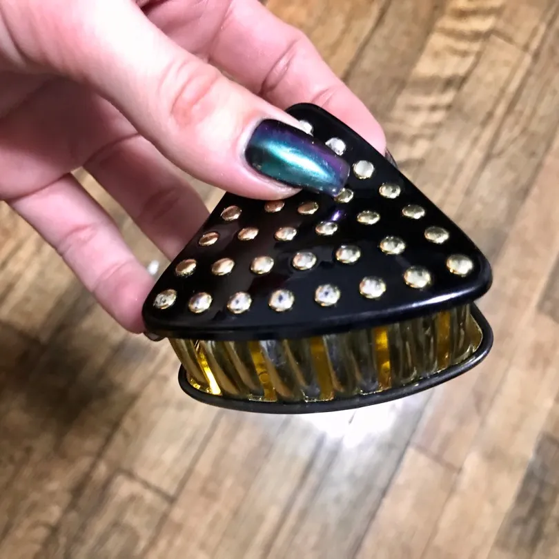 Hair clip- studded black and gold photo 1