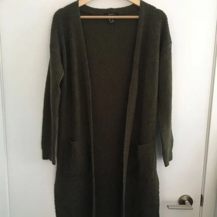 Forever 21 Long Green Cardigan photo 1