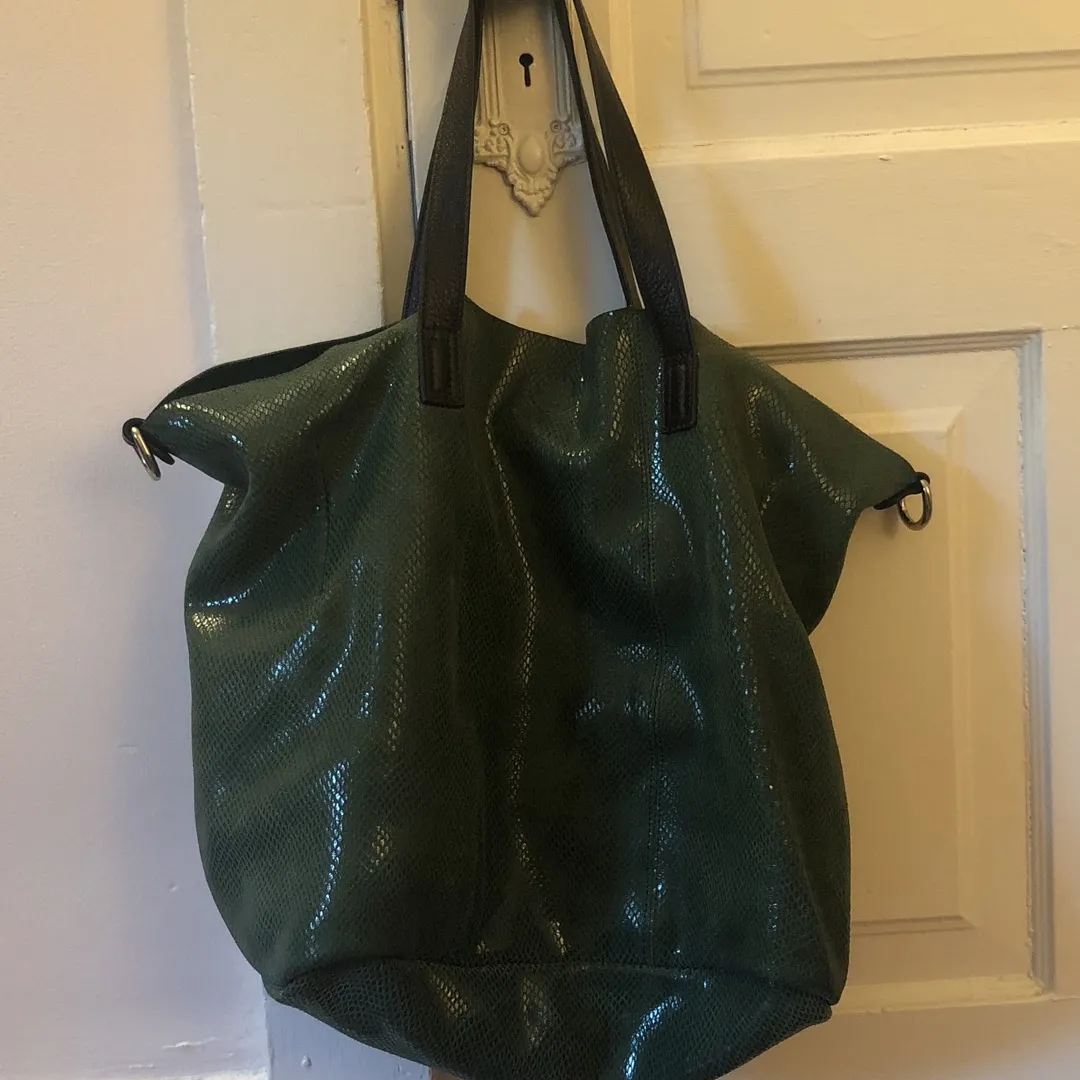 Green Suede Oversized Tote Bag photo 1