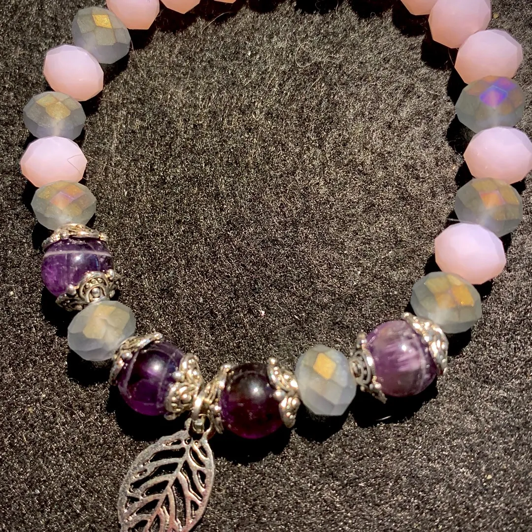 Amethyst, Crystal And Silver Charm Bracelet. photo 1