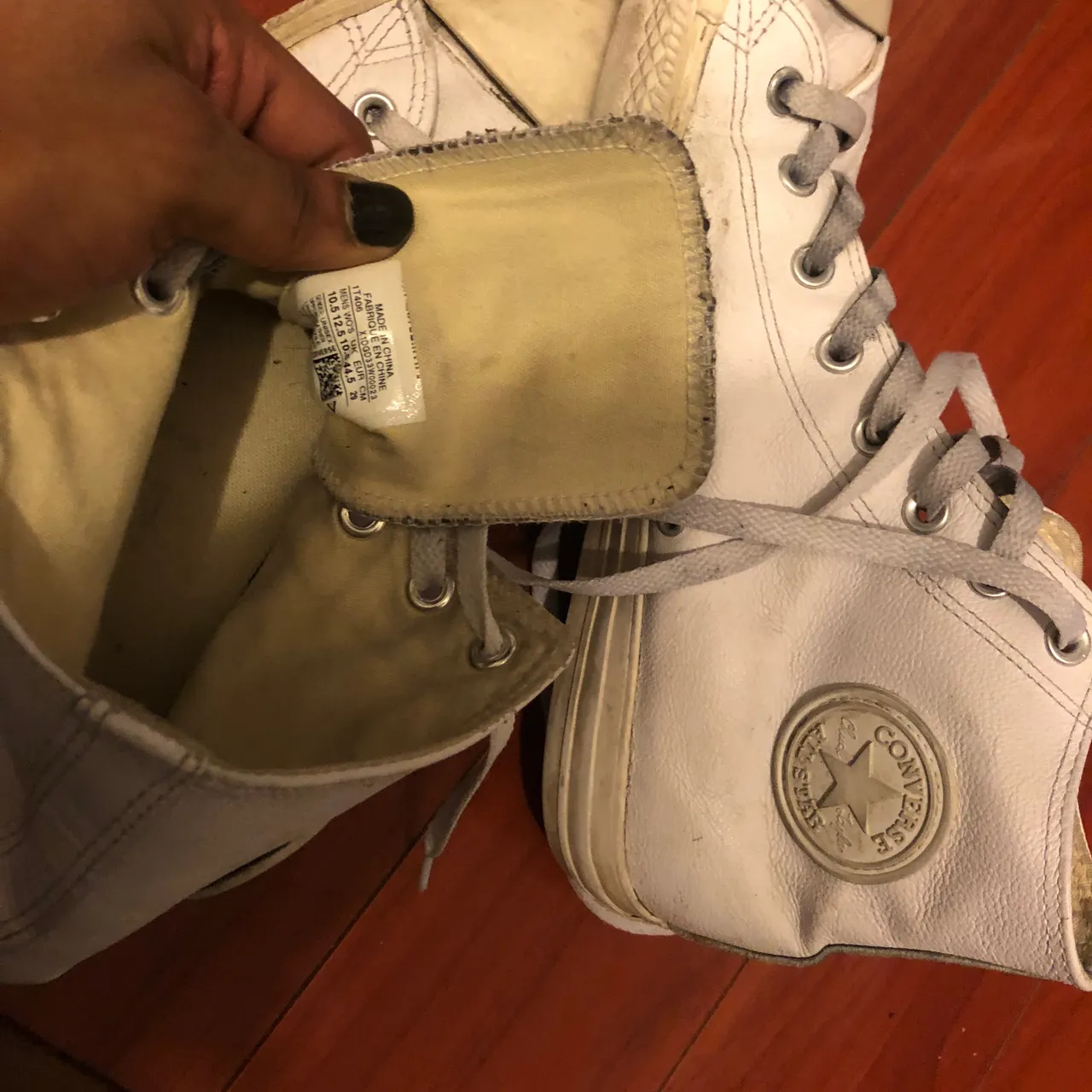 Converse, Men's size 10, White high top shoes photo 4