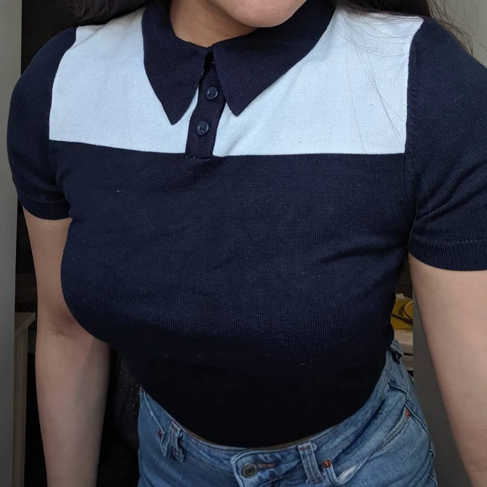 Forever 21 Crop Knit Shirt in Navy Blue photo 1