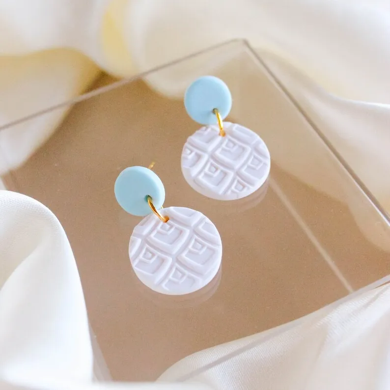 Handmade Polymer Clay Textured Pastel Earrings photo 1
