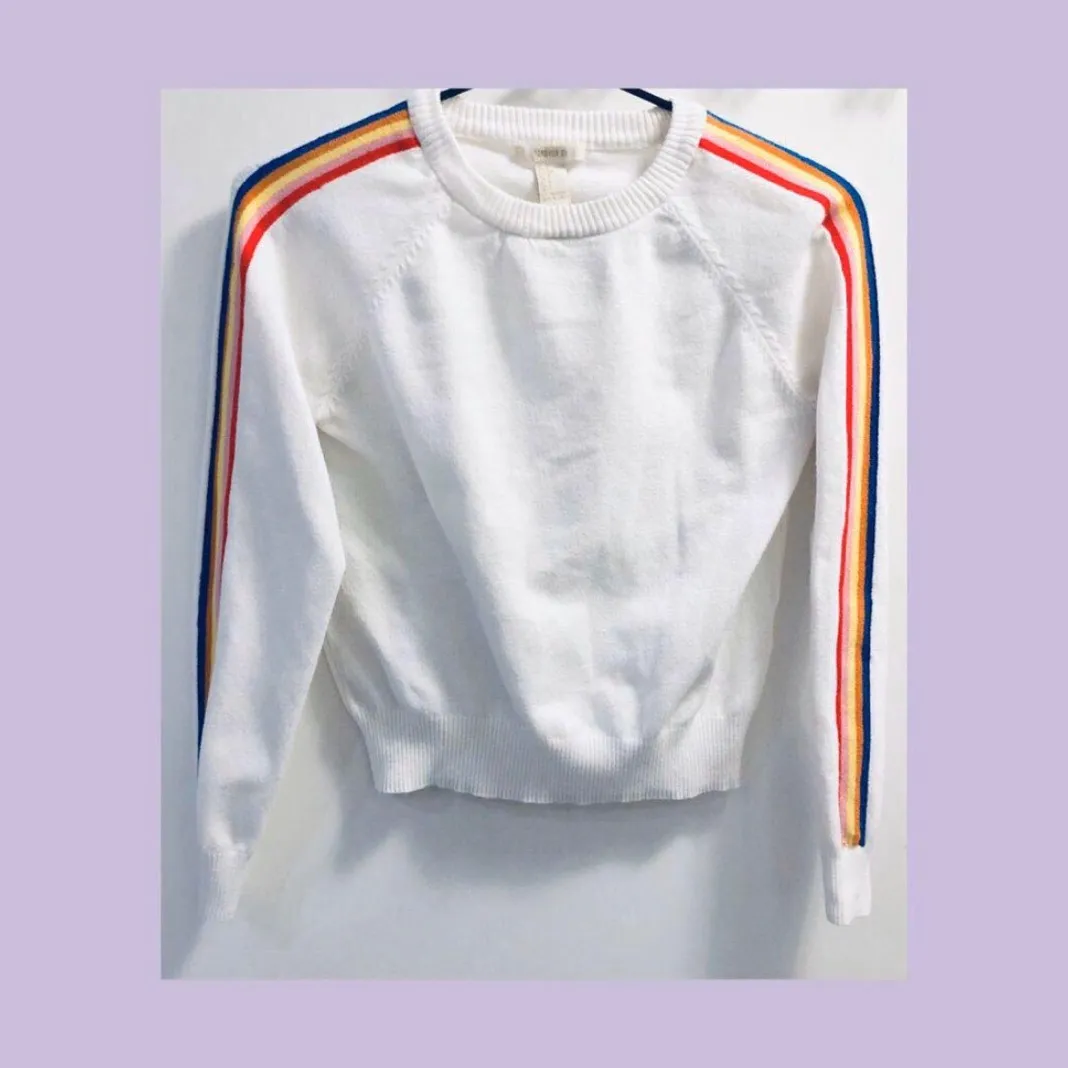 🌈F21 Rainbow Sleeve Sweater (sz s)🌈 photo 1