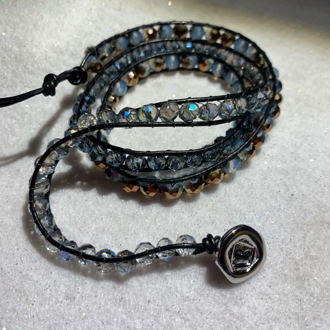 Crystal And Leather Wrap Bracelet photo 1