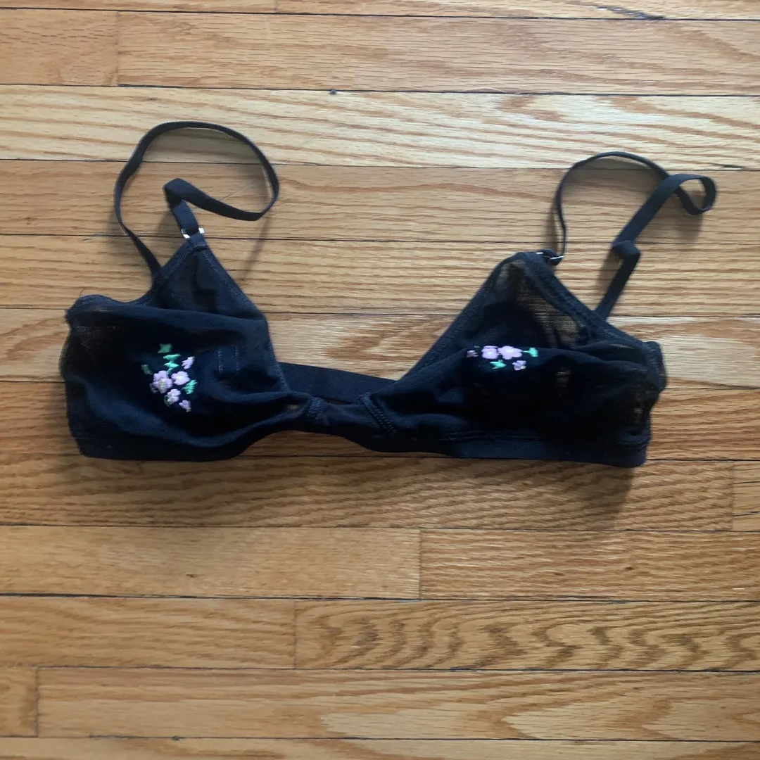 Hand embroidered mary young mesh bralette photo 1