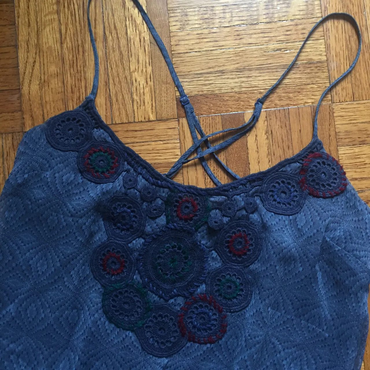 Free People gauzy embroidered tank size x-small photo 3