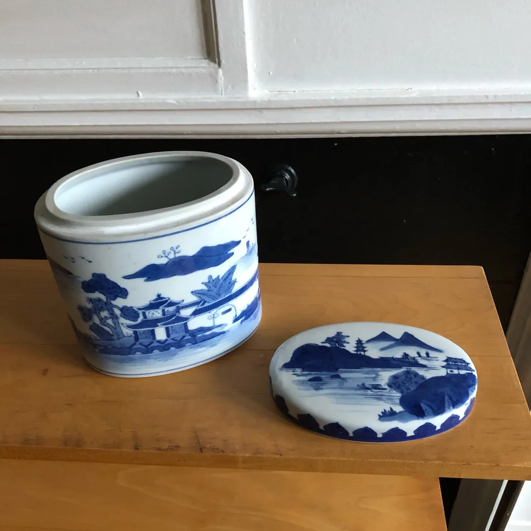 Ceramic Blue & White China Storage Canister photo 5